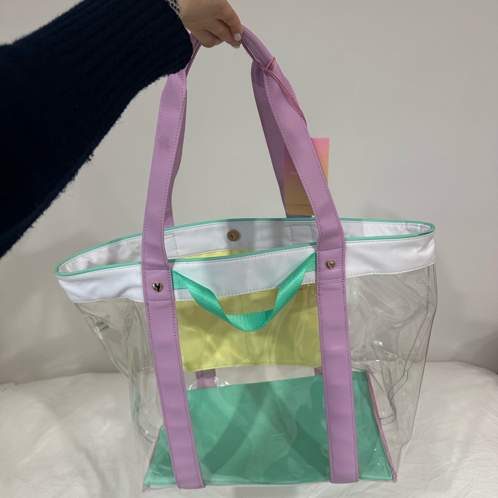 Stoney Clover Lane x Target Clear/Lavender Transparent Beach Tote Bag NWT - Picture 3 of 4